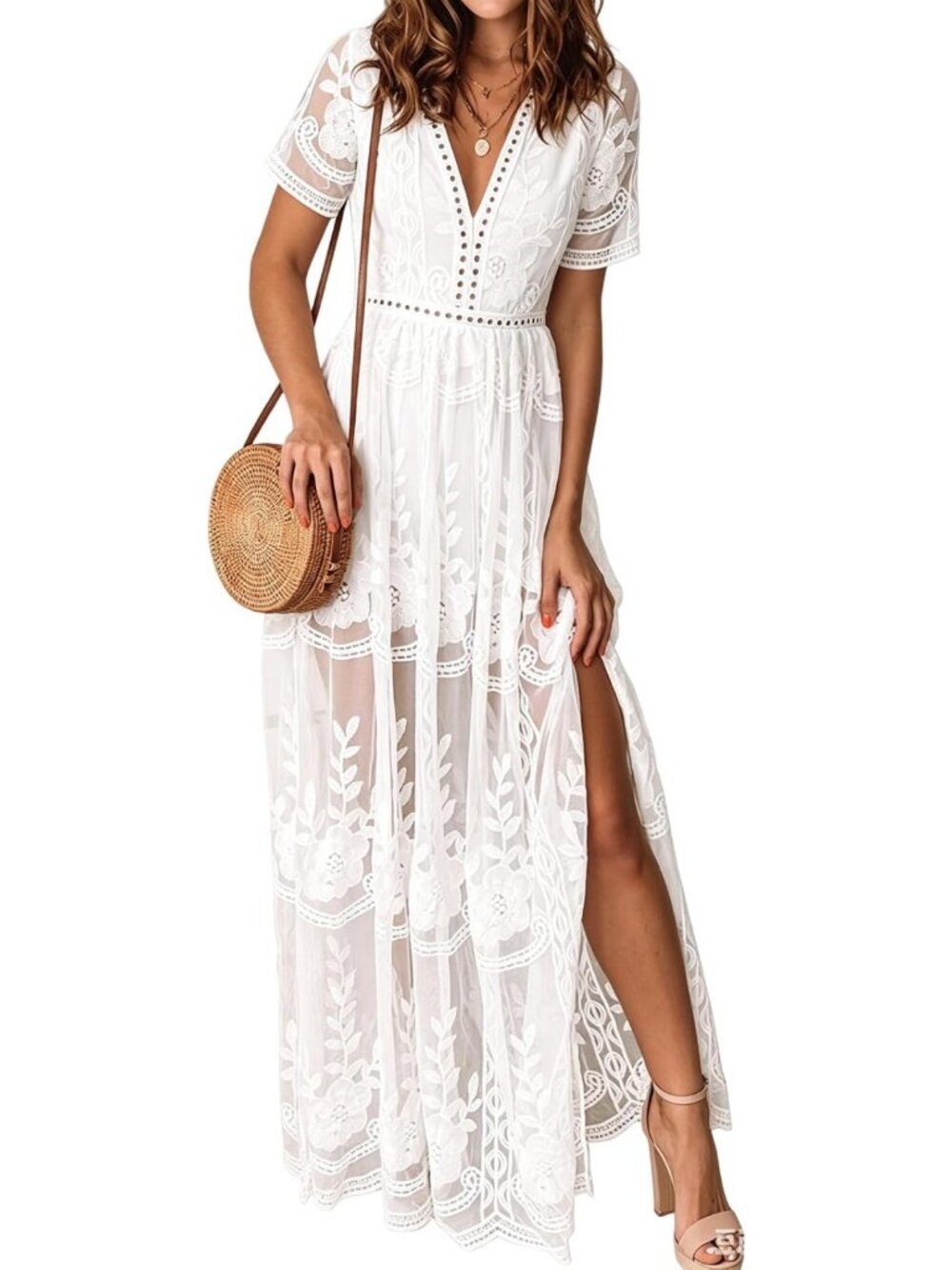 Boho Off Shoulder Lace Maxi Dress for Women - Perfect for Weddings & Parties